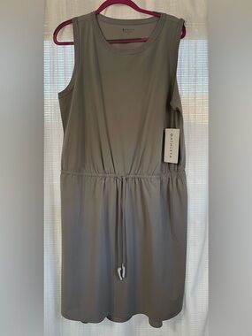 Athleta Sleeveless Drawstring Midi Dress - Taupe Gray